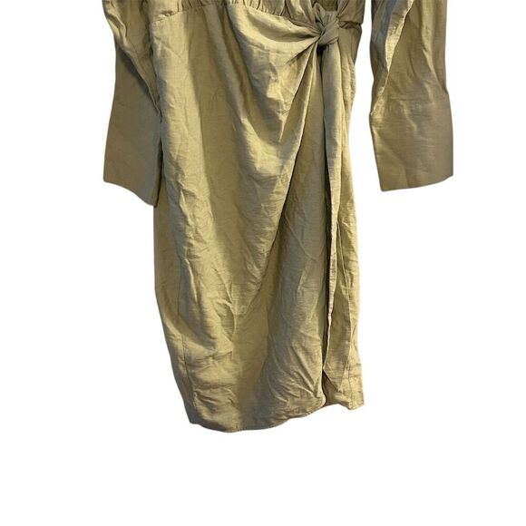 H&M Women's Green Wrap V-Neck Knee Length Dress XXL Long Sleeve - Picture 3 of 11